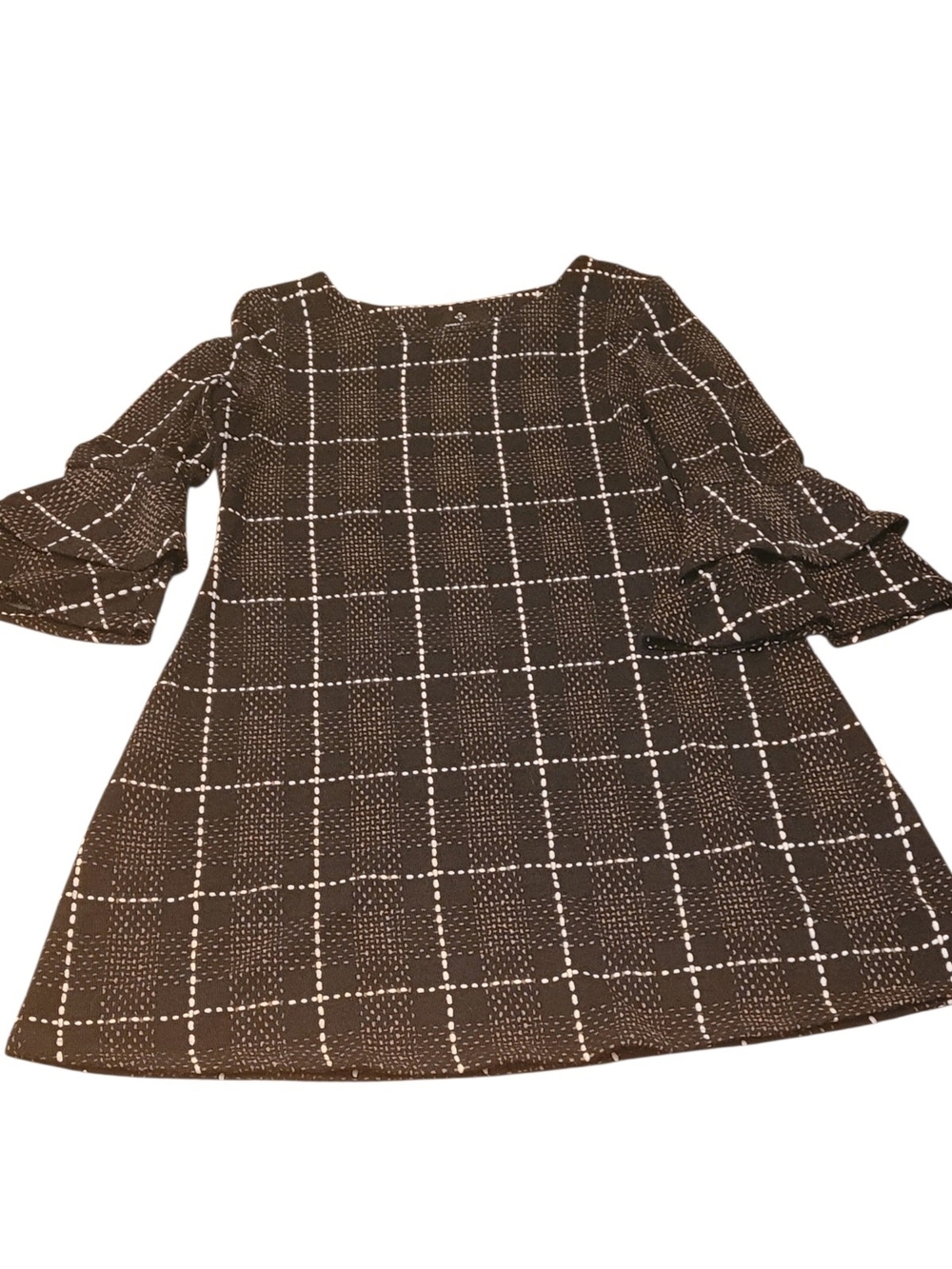 Ronni Nicole Black Plaid Tunic with Ruffle Sleeves